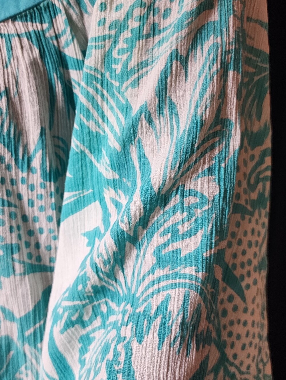 NATIONAL 80s Tropical Caftan Dress Turquoise Resort Boho Midi M/L - Picture 9 of 12